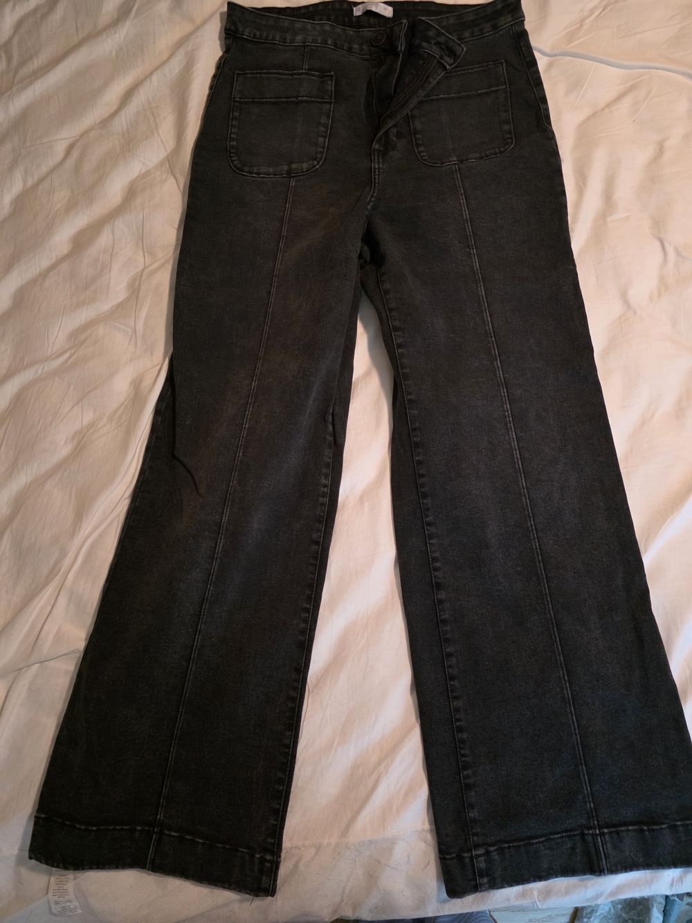 LC Lauren Conrad Black Wide-Leg Jeans with Front Patch Pockets